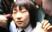 Cute Japanese Girl Does Bukkake In Public