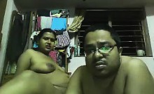 Indian couple get on their webcam and she rides on his peck