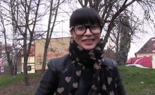 Beautiful Russian student bangs in public