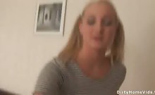 Nasty naughty blondie gets laid for homevids.