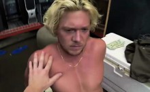 Blonde curly hair dude gets ass holes