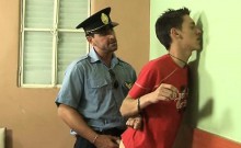 Mature cop roughly ass pounding his young charge