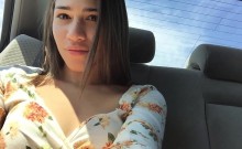 Sasha V no panties in the uber ride of shame HD