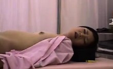 Slender Asian babe with a hot ass is made to cum on the