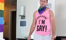 Hot jock gets ready for Gay Pride and convinces his