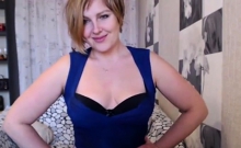 Sexy Mature Blond Milf Teases on Webcam wearing Blue