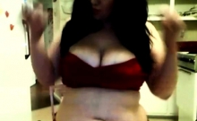 Chubby busty brunette teen webcam dance and booty shake pt2