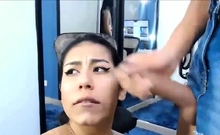 Hot latina suck and fuck big cock shemale and gets facial li