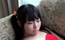 Asian sweet teen getting pussy wet in her panties at work