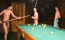 Russian Soldiers Play Pool In Nude