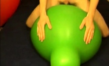 Big Green Balloon Riding Humping Cum