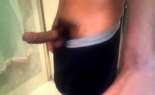 Arab In Bathroom And Shows His Long Cock