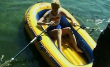 Masturbating in a rubber boat