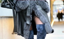 Sexy exhibitionist and Fur coat
