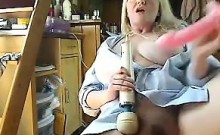 Blond MILF With Big Tits Playing With Her Toys