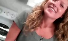 Blonde slut pissed on the glass and drinks it
