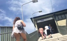 Public Upskirt Walking Up The Stairs